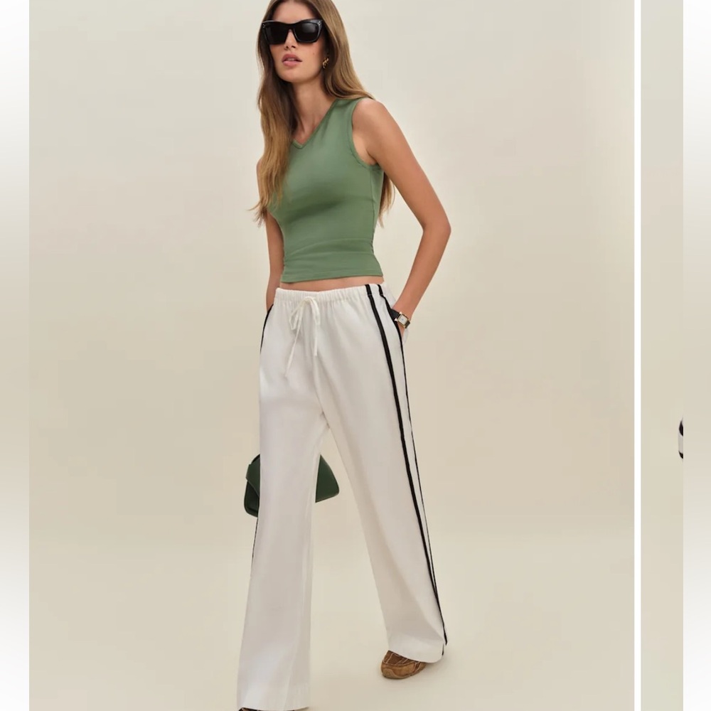 Reformation Julien Poplin Pants in white